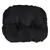Black, padded cushion with soft surface and light quilted pattern.