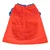 Vestito per pet in tessuto rosso e blu, vista frontale.