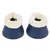 Paire de protège-sabots bleu foncé avec rebord en fausse fourrure crème, matière extérieure aspect cuir, intérieur doux visible.