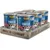 Belcando Dog Food Baseline trout, 70% fish content, Made in Germany. Six cans on wooden tray with 'Made in Germany' inscription.