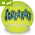 Gul tennisbold med teksten SQUEAKAIR i blå og sort. Øverst venstre hjørne: grøn firkant med hvidt M og hundesilhuet.