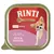 RINTI GOLD MINI 100g, ENTE & GEFLÜGEL, ambalaj cu imagine de câine mic; text suplimentar în germană: MIT FEINEN STÜCKCHEN VON.