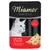Miamor Feine Filets cat food pouch, visible text: In Sauce, mit Huhn & Tomate, Helle Filetstückchen in delikater Sauce. Image of white cat and chicken with tomato in sauce.