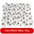 Plaid en tissu blanc à motifs pattes noires, texte visible : Certifiée Öko-Tex Plaid en tissu blanc à motifs pattes noires, texte visible : Certifiée Öko-Tex