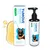 Flacon pompe et boîte YUMOVE Skin & Coat Care Itching for All Dogs, photo de chien, texte en anglais sur l’huile naturelle pour réduire les démangeaisons. Huile jaune visible à côté.
