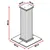 Diagramm mit Abmessungen: Höhe 84 cm, Basis 40 x 40 cm, obere Plattform 14 x 14 cm.