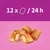 Feeding recommendation: 12 pieces per 24 hours, illustrated are filled crunchy pillows.