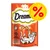 Dreamies kattgodis med kyckling, 60 g. Text: vitaminer & mineraler, mindre än 2 kcal per bit. Stor gul rabattikon med procenttecken synlig. Dreamies kattgodis med kyckling, 60 g. Text: vitaminer & mineraler, mindre än 2 kcal per bit. Stor gul rabattikon med procenttecken synlig.
