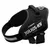 Julius-K9 IDC Power dog harness in black with reflective stripes and sturdy metal ring for leash attachment.