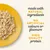 Product made with natural ingredients, no artificial colours or flavours, and contains high quality protein. Image shows shredded food on a yellow plate.
