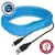 Blått LED-halsband med USB-kabel, uppladdningsbart. Text: Safer Life och USB uppladdningsbart.