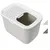 Caja de plástico gris claro con tapa blanca perforada y apertura superior grande. Se muestran dos opciones de color: gris claro y gris oscuro.