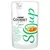 Purina Gourmet Crystal Soup -pussi, jossa valkoinen kissa ja annosliemikuva. Teksti: köstliche Brühe mit naturbelassenem Huhn garniert mit Gemüse. Delicat bouillon avec du poulet naturel.