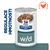 Konzerva Hill's Prescription Diet w/d, nápis REGULACE HMOTNOSTI, obrázek lžíce s krmivem, oranžová silueta kuřete v kruhu. Konzerva Hill's Prescription Diet w/d, nápis REGULACE HMOTNOSTI, obrázek lžíce s krmivem, oranžová silueta kuřete v kruhu.