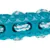 Spielzeug aus blauem Kunststoff mit Noppen und integriertem weiss-blauem Baumwollseil. Geeignet für Kau- und Ziehspiele.