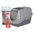 PeeWee Katzentoilette mit grauem Deckel, Beutel PeeWee Holzpellets 3kg/5L und rote Streuschaufel. Umweltfreundlich, 100% biologisch abbaubar.