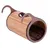 Tunnel cylindrique en bois avec crochets en plastique marron et coussin intérieur en tissu brun, ouverture sur le dessus pour transport ou fixation.