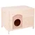 Niche rectangulaire en bois clair avec entrée ronde sur la face avant, sans marque visible ni accessoires.