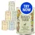 Selection of Rosie's Farm adult food tins with flavours including Poacher's Pot Venison with Salmon and Pheasant. Blue circle with 'Try Now' text shown on main tin.