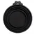 Couvercle rond noir en silicone avec poignée, sans marque visible, vu de dessus.