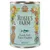 Rosie's Farm Seaside Feast Fish & Chicken, Adult, Grain Free Recipe. Illustration mit Hund, Fisch und Blumen.