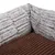 Detailaufnahme eines braunen, gerippten Stoffkissens und einer grauen, plüschigen Wandstruktur. Materialkombination für Haustierbett sichtbar.