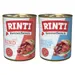Pachet economic RINTI Kennerfleisch 24 x 800 g - Mix :12 x Vită & 12 x Inimi de pasăre