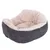 Panier pour animal en tissu côtelé gris à extérieur et intérieur beige doux, forme ovale avec rebords rembourrés. Aucun logo ou texte visible.