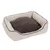 Rectangular pet bed with cream-coloured border and brown cushion. Soft padding for visible comfort.