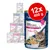 Feline Porta 21 fine chicken meat, pure. 12x 400g cans, no added sugar, bestseller award, serving suggestion with cat image.