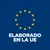 Texto: ELABORADO EN LA UE, bajo círculo de 12 estrellas amarillas sobre fondo azul. Indica origen de fabricación en la Unión Europea.
