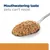 Spoonful of pet food with text stating mouthwatering taste pets can't resist.