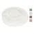 Rond, wit knuffelbed met een zachte pluche bekleding. Vier kleurpatronen rechts: groen, beige, grijs, bruin.
