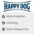 Happy Dog. Texte en allemand : kleine Kroketten, vollwertig, liefert Omega-3-&-6.