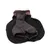 Black dog coat with brown accents, adjustable straps and visible soft lining.