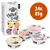 Greenwoods Joy Adult Cat, confezione da 24x85g, visibili vaschette con scritte: Just Chicken, Chicken & Veal, Tuna it on Turkey, Turkey Temptation Salmon. Testo in inglese.
