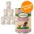Conservă Lukullus Geflügel & Wild Junior 400 g, pachet cu 6 bucăți. Text vizibil: Extra calcium & phosphorus, Încearcă acum!