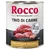 Rocco Trio di Carne, 3 Meat Varieties, Beef with lamb and poultry, puszka 800 g. Widoczne kawałki wołowiny, jagnięciny i drobiu na etykiecie.