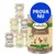Flera burkar Lukullus våtfoder för hund, synliga sorter: Ente & Kalb, Rind & Truthahn, Geflügel & Lamm. Stor blå cirkel med texten PROVA NU.