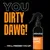 Animology Dirty Dawg no rinse dog shampoo bottle with text: 'You Dirty Dawg! We'll freshen you up!' and product features including built-in conditioner, easy spray, deodorising, pro vitamin B5.