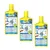 Tre flaconi di Tetra AquaSafe, etichetta con testo 'ANTI-STRESS', 'We celebrate 70 years', immagini di pesci e rubinetto. Testo multilingue: neutralizza le sostanze dannose. Tre flaconi di Tetra AquaSafe, etichetta con testo 'ANTI-STRESS', 'We celebrate 70 years', immagini di pesci e rubinetto. Testo multilingue: neutralizza le sostanze dannose.