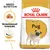 Royal Canin ADULT Pug hundefoder, billede af mops, tekst: Breed Nutrition, Skræddersyet foderpille, Sund hud. Foderpille og grafisk element synlige.