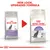 Royal Canin Sterilised 37 cat food packaging, old and new designs side by side with red arrow. Text: New look, upgraded formula. Both packs show a grey cat and purple label.