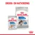 Royal Canin Light Weight Care droog- en natvoeding, verpakking met hondafbeeldingen, tekst: 'Helps limit weight gain', 'Medium', 85g, 80% positieve resultaten zichtbaar.