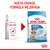 Cambio de envase y fórmula mejorada: Royal Canin Pediatric Junior pasa a Royal Canin Puppy Medium 2–12 months, peso adulto 11–25 kg. Imagen de ambos sacos y texto 'Nuevo envase, fórmula mejorada'.