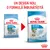 Royal Canin Starter Mother & Babydog Mini, design vechi și nou de ambalaj. Text sus: Un design nou, o formulă îmbunătățită. Ambalaje cu câini mici vizibili pe ambele pungi.