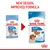 Comparison of old and new Royal Canin Puppy Medium packaging, highlighting a new design and improved formula for puppies aged 2-12 months with adult weight 11-25 kg.