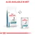 Royal Canin Hypoallergenic száraz és nedves kutyaeledel csomagolás, fehér háttéren. Felül angol szöveg: ALSO AVAILABLE IN WET.