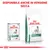 Royal Canin Satiety Weight Management Veterinary, lattina e sacco con cane illustrato. Testo in alto: Disponibile anche in versione secca.