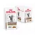 Sachet et boîte Royal Canin Veterinary Gastrointestinal Fibre Response pour chat, texte visible : Chunks in Gravy, image de croquettes en sauce et d’un chat sur l’emballage.